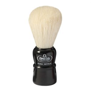 OMEGA - MINI PENNELLO DA BARBA IN SETOLA, MANICO NERO