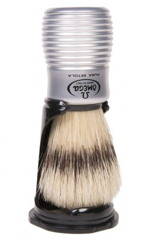 OMEGA - PENNELLO DA BARBA IN SETOLA EFFETTO TASSO N°81230, MANICO SATINATO CON SUPPORTO