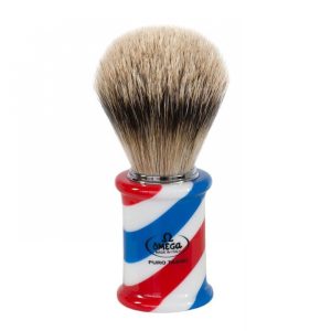 OMEGA - PENNELLO DA BARBA IN TASSO SUPER, MANICO BARBER POLE