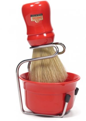 OMEGA - SET CON PENNELLO DA BARBA, SUPPORTO E CIOTOLA ROSSI