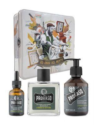 PRORASO - KIT CURA DELLA BARBA CYPRESS & VETIVER IN SCATOLA VINTAGE