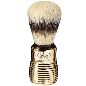 OMEGA - PENNELLO DA BARBA N°11205 IN SETOLA EFFETTO TASSO CON MANICO DORATO