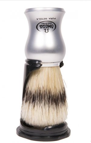 OMEGA - PENNELLO DA BARBA IN SETOLA EFFETTO TASSO N°81229, MANICO SATINATO CON SUPPORTO