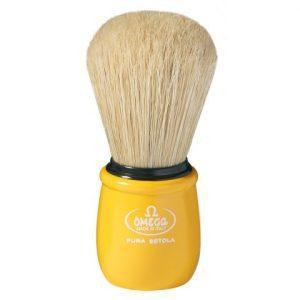 OMEGA - PENNELLO DA BARBA IN SETOLA NATURALE N°10051, MANICO GIALLO