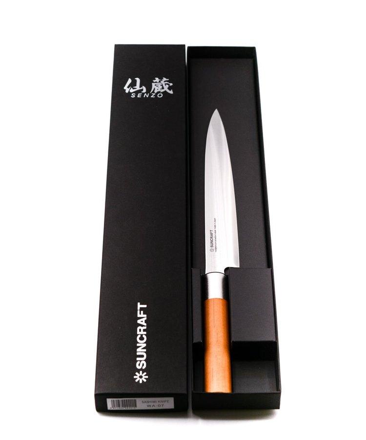 SUNCRAFT - SENZO CLASSIC, COLTELLO DA CUCINA SASHIMI CON LAMA DA 21CM. MANICO IN LEGNO DI MAGNOLIA - immagine 2