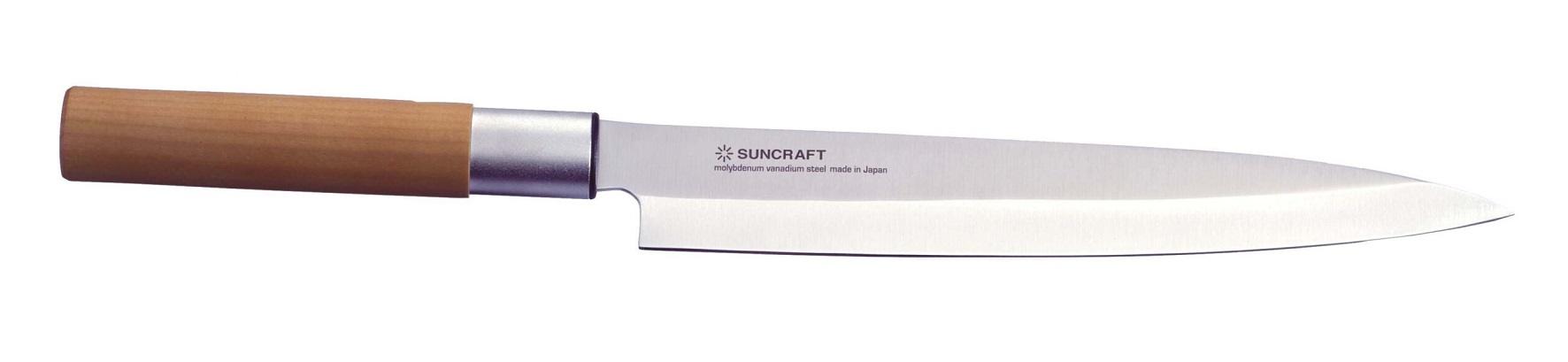 SUNCRAFT - SENZO CLASSIC, COLTELLO DA CUCINA SASHIMI CON LAMA DA 21CM. MANICO IN LEGNO DI MAGNOLIA