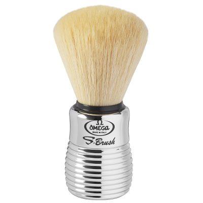 OMEGA - PENNELLO DA BARBA IN FIBRA SINTETICA S-BRUSH N°10081. MANICO CROMATO