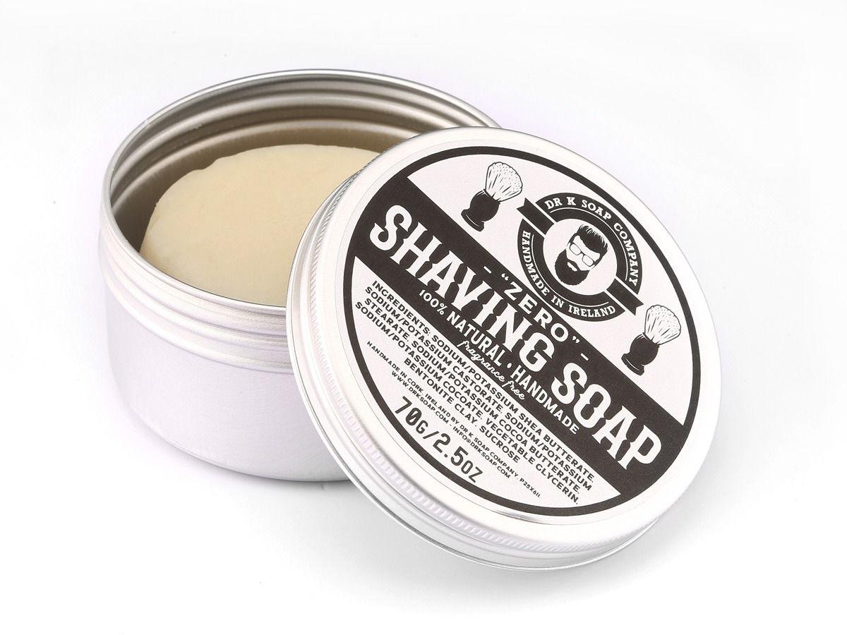 DR K SOAP COMPANY - ZERO, SAPONE DA BARBA DURO SENZA PROFUMO IN CIOTOLA DI ALLUMINIO, 70G