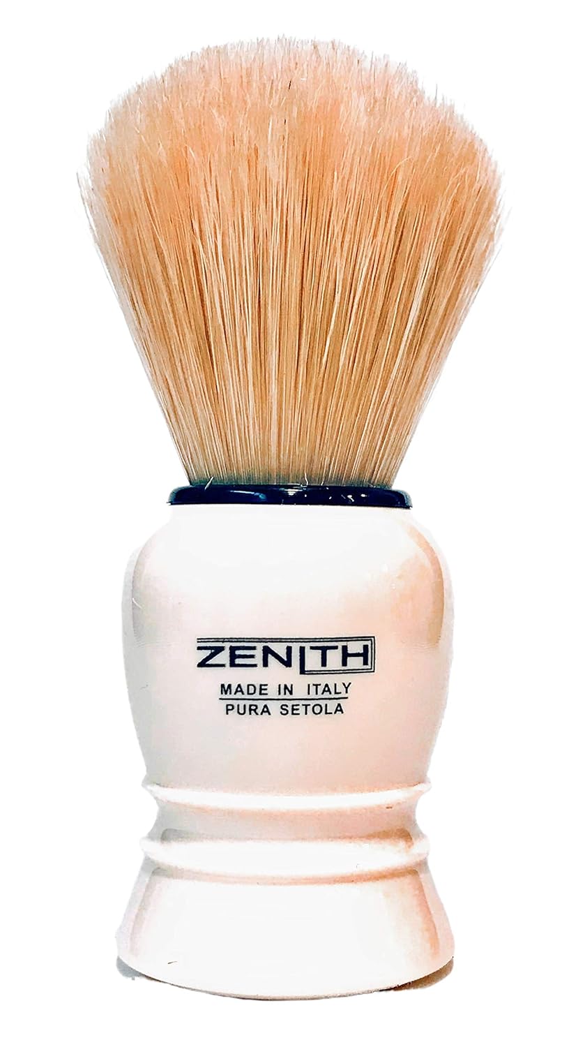 ZENITH - EURO, PENNELLO DA BARBA IN SETOLA SBIANCATA CON MANICO IN PLASTICA COLOR AVORIO