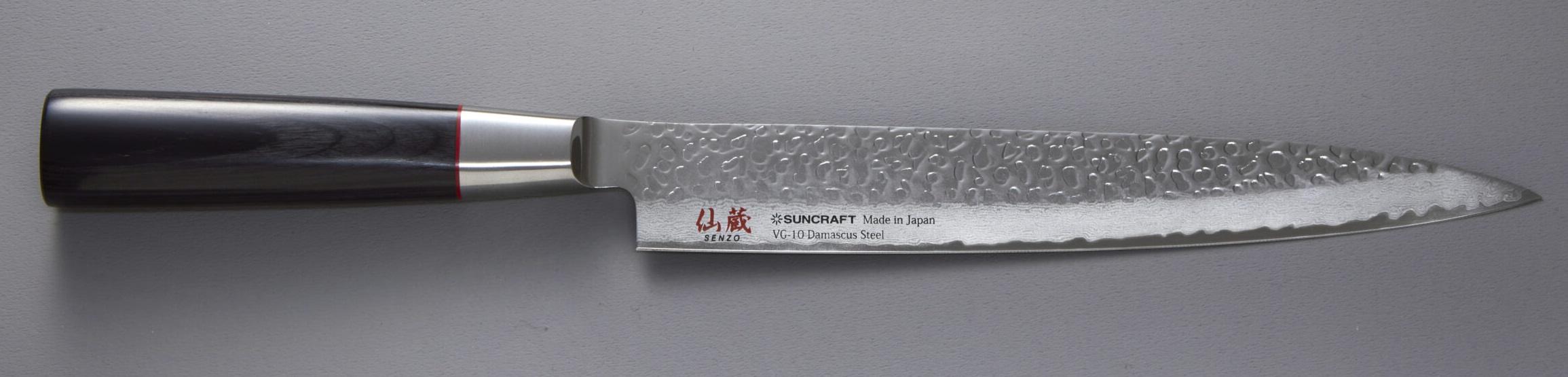 SUNCRAFT - SENZO CLASSIC. COLTELLO DA CUCINA SASHIMI CON LAMA DA 21 CM IN ACCIAIO VG10 33 STRATI MARTELLATO
