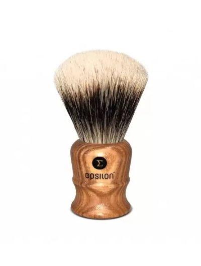 EPSILON - PENNELLO DA BARBA IN TASSO "TWO BAND FAN SHAPE" CON NODO DA 26MM, MANICO IN LEGNO