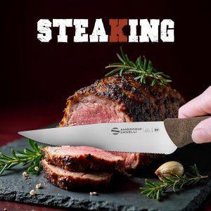 AMBROGIO SANELLI - COLTELLO DA BISTECCA STEAKING CON LAMA MICRODENTATA DA 13CM