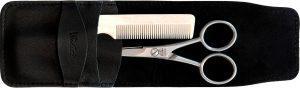 WICTOR - SET BARBA BAFFI CON FORBICI IN ACCIAIO INOX E PETTINE. ASTUCCIO IN VERA PELLE