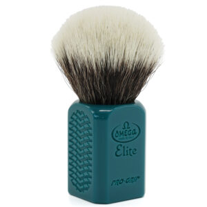 OMEGA - PENNELLO DA BARBA IN FIBRA SINTETICA ELITE MEDIUM CON MANICO PRO GRIP VERDE