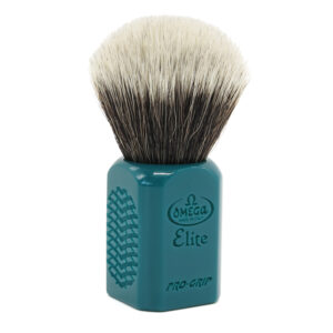 OMEGA - PENNELLO DA BARBA IN FIBRA SINTETICA ELITE SMALL CON MANICO PRO GRIP VERDE