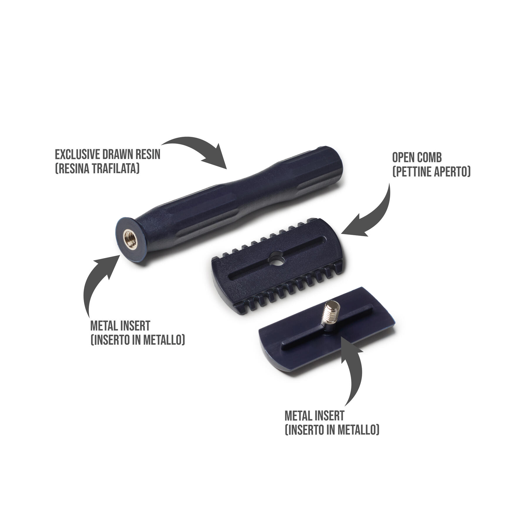 RAZORINE - RASOIO DI SICUREZZA IN RESINA OPEN COMB CLASSIC II BLUE NIGHT - immagine 4