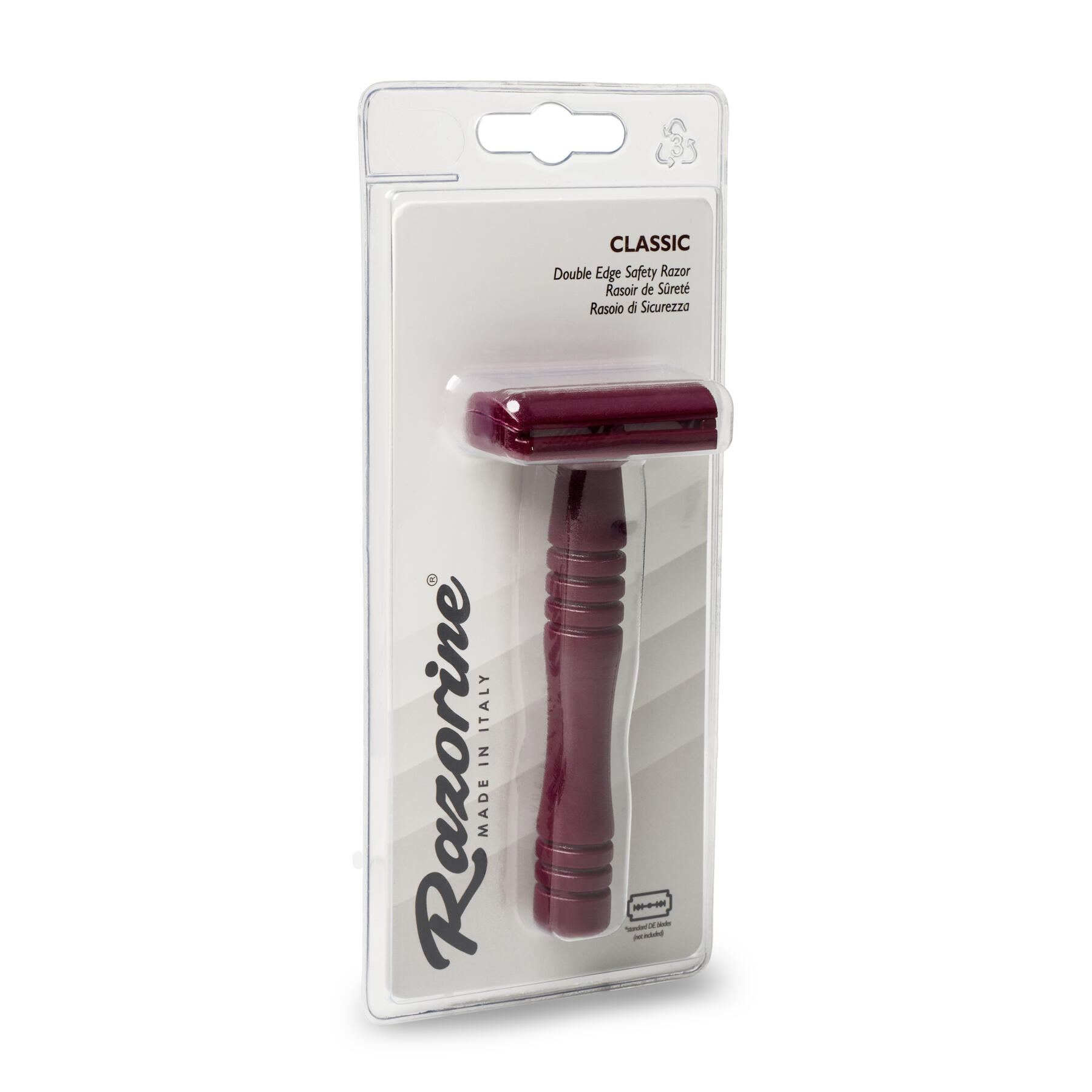 RAZORINE - RASOIO DI SICUREZZA IN RESINA A PETTINE CHIUSO RED MARSALA - immagine 2